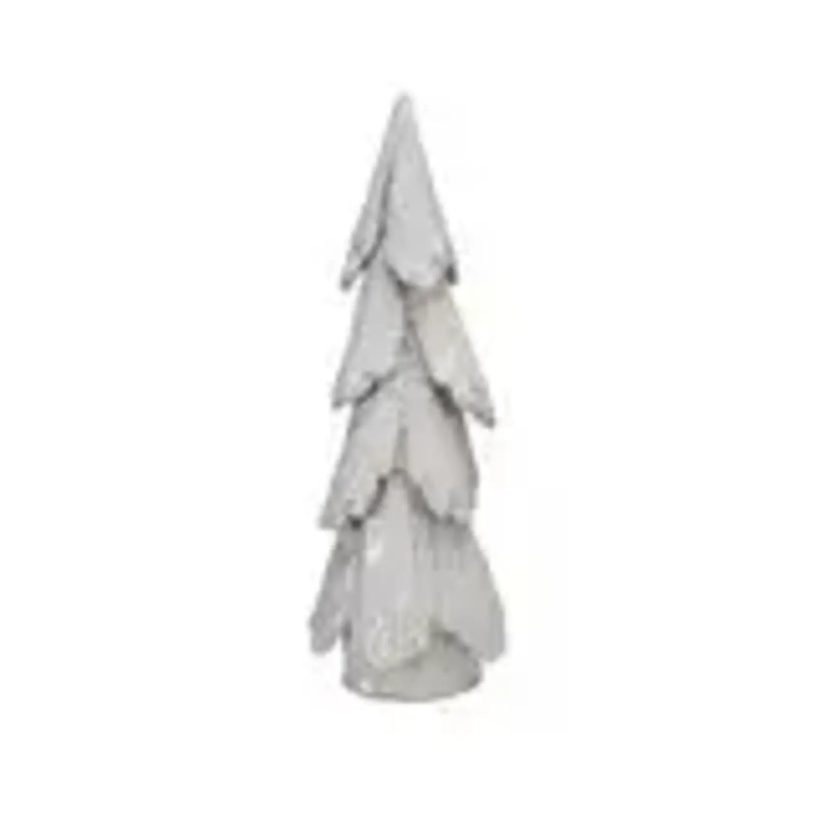 Handmade Stoneware Tree, Reactive Glaze, White 15"