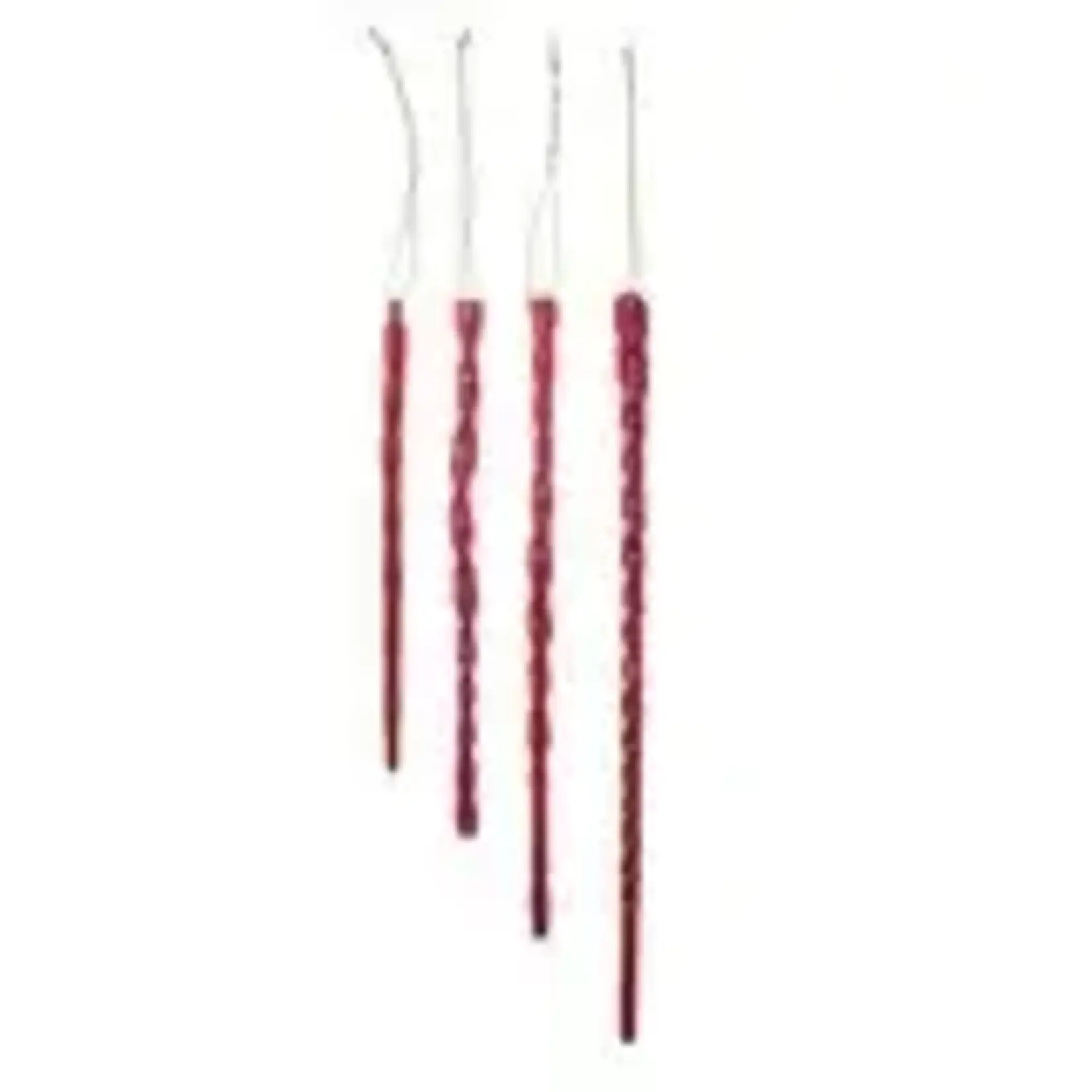 Creative Co-Op Hand Blown Glass Icicle Red (Set of 4)