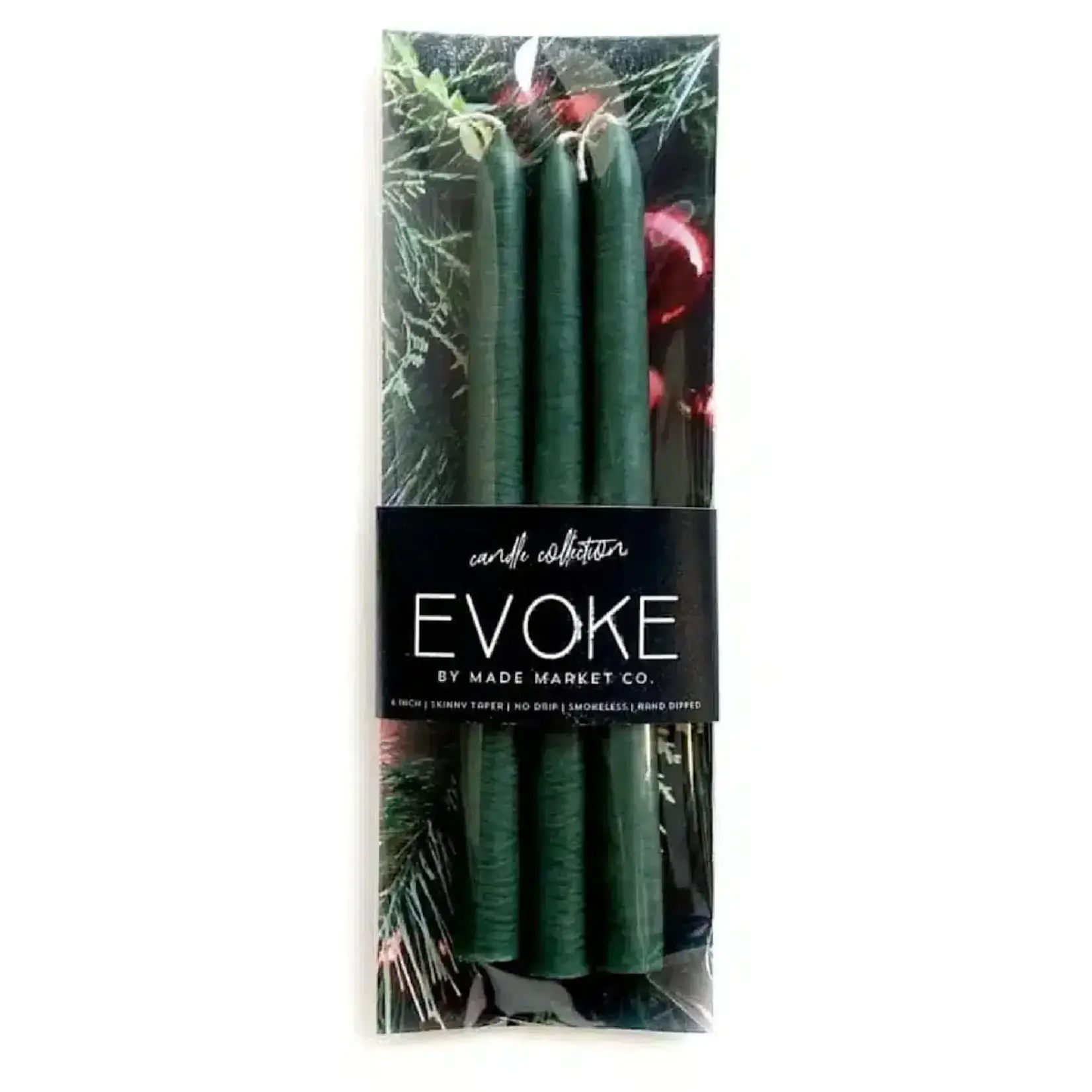 Made Market Company Skinny Taper Candles Christmas Green