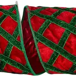 Reliant Ribbon Plush Velvet Lattice Trimming Red