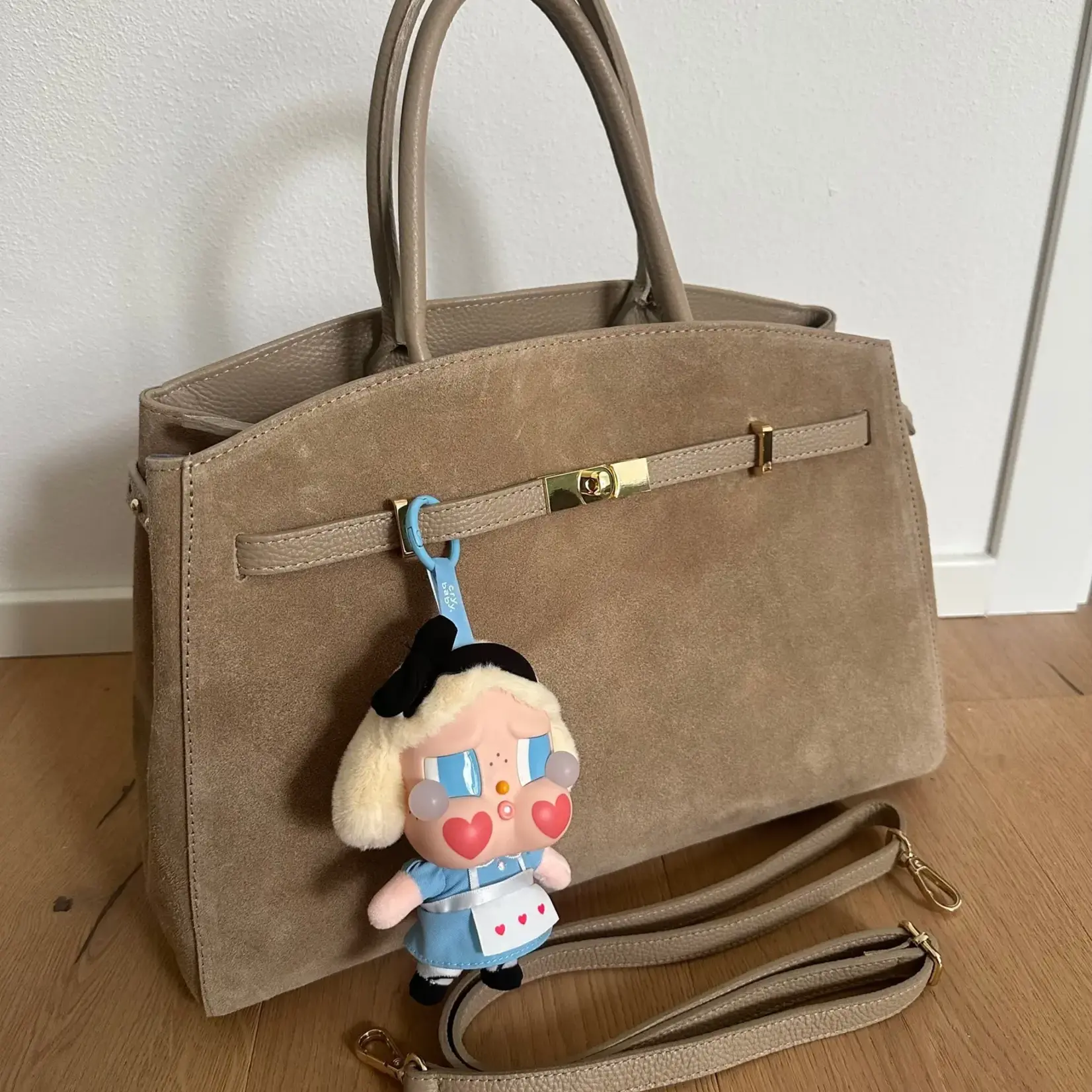 Amelia Big Suede Handbag - Taupe