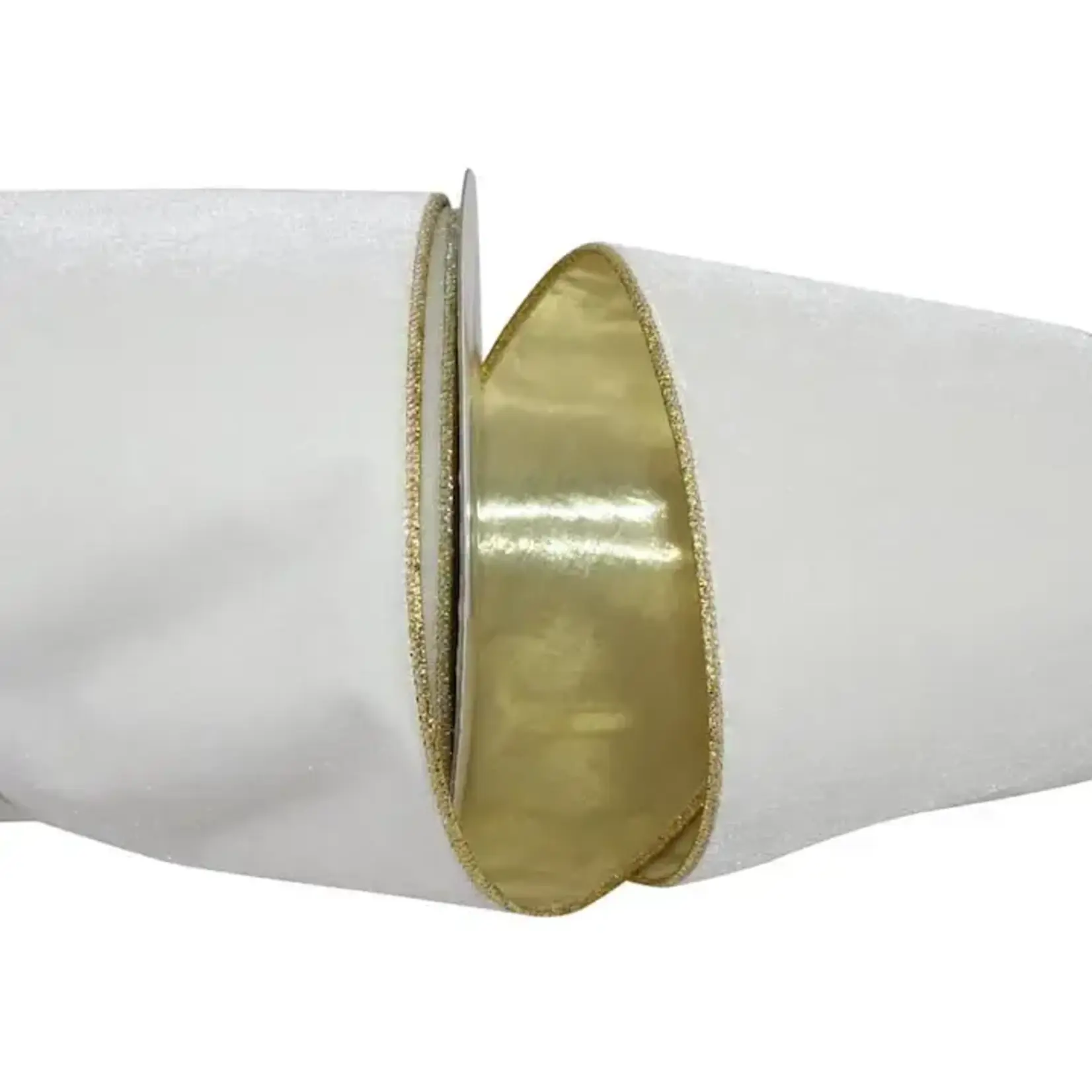 Plush Metallic Backed Velvet  Edge, Ivory 4" x 10 yds.