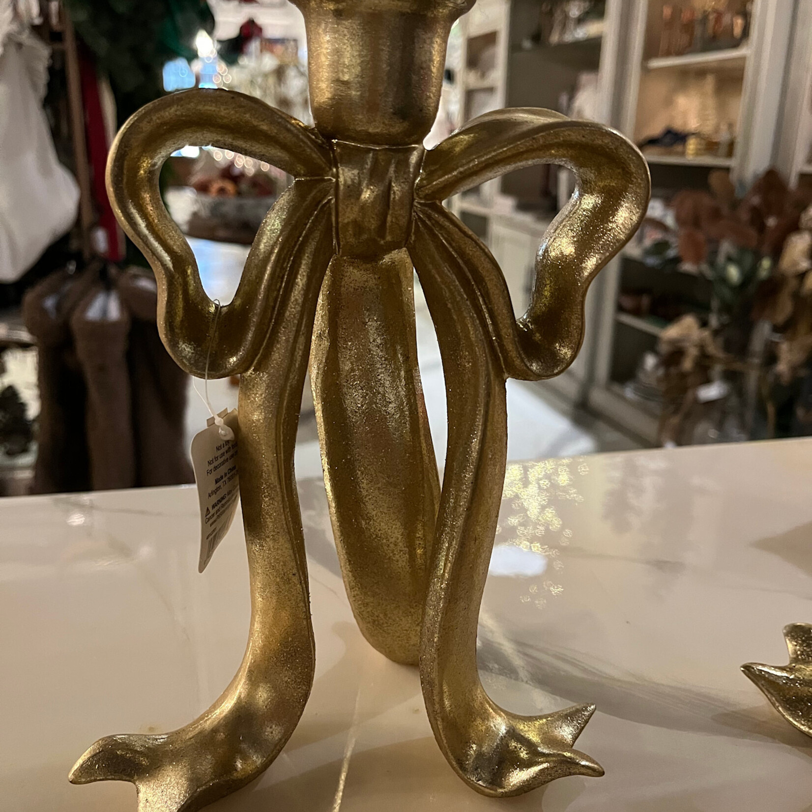 Raz Imports Gold Bow Candlestick Large 8.75"