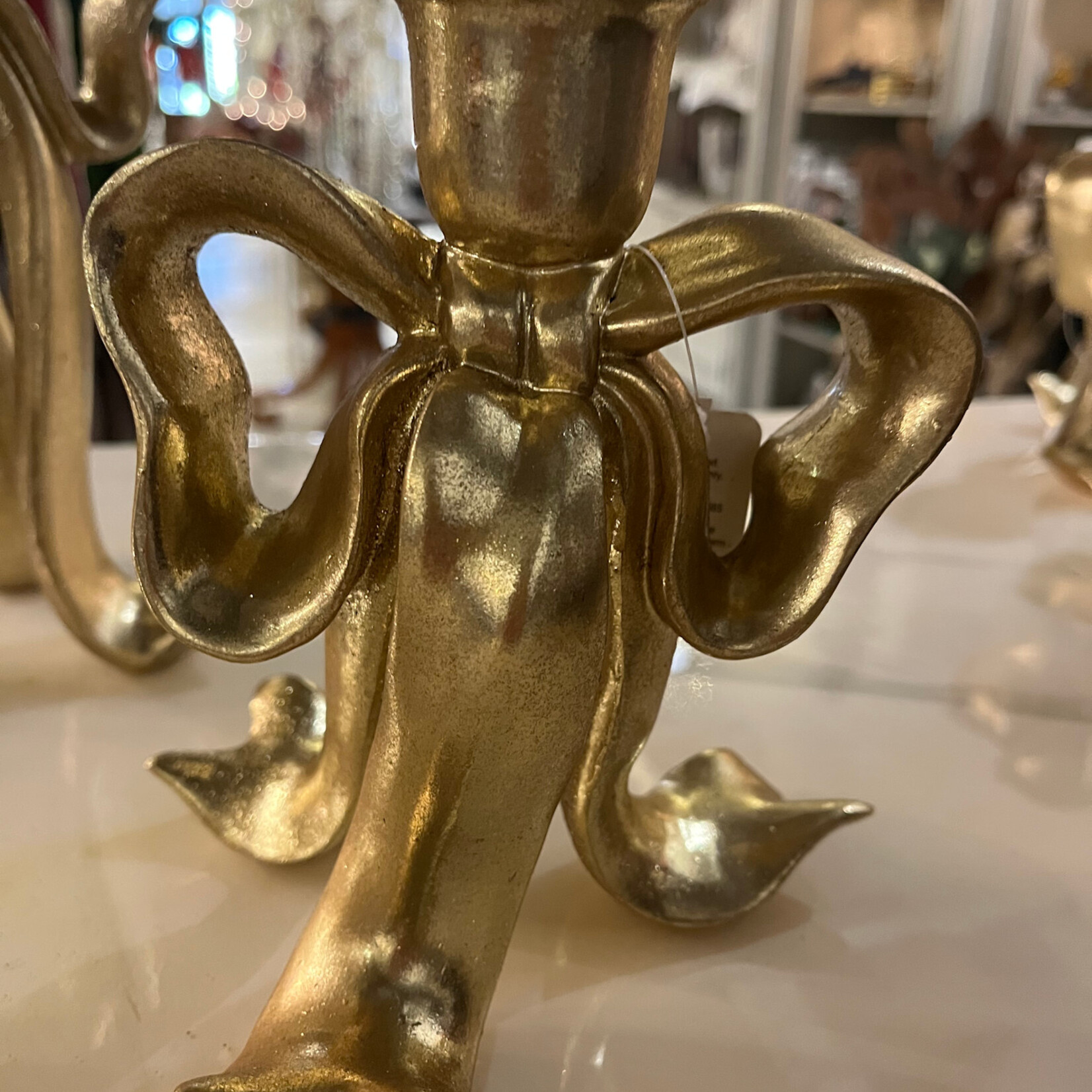 Raz Imports Gold Bow Candlestick 6.5"