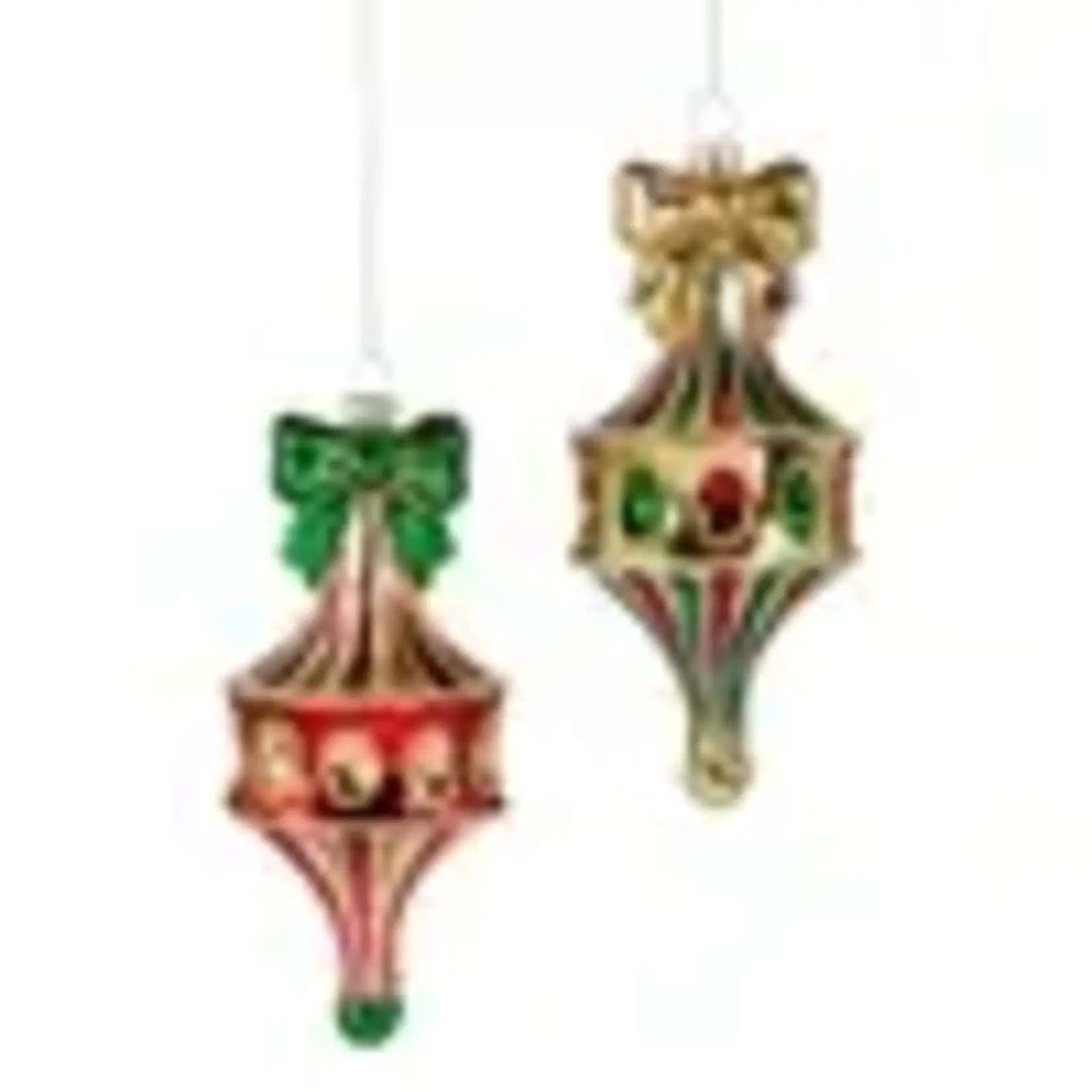 Raz Imports 6" Red Green Fairground Finial Ornament Asst. (choose color)