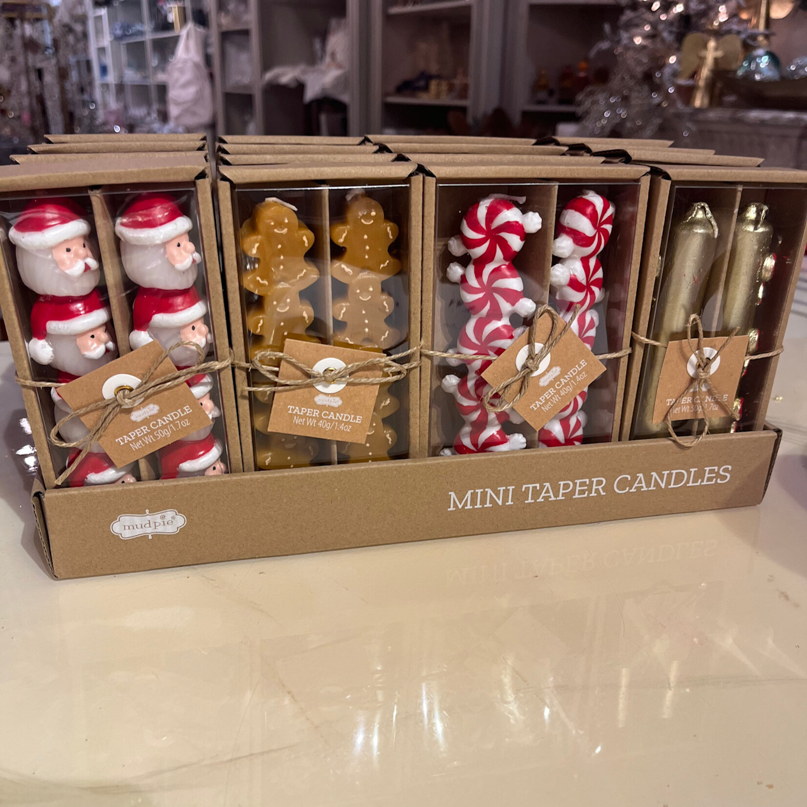 Mud Pie Christmas Mini Taper Candle Set (5.5" ) choose style