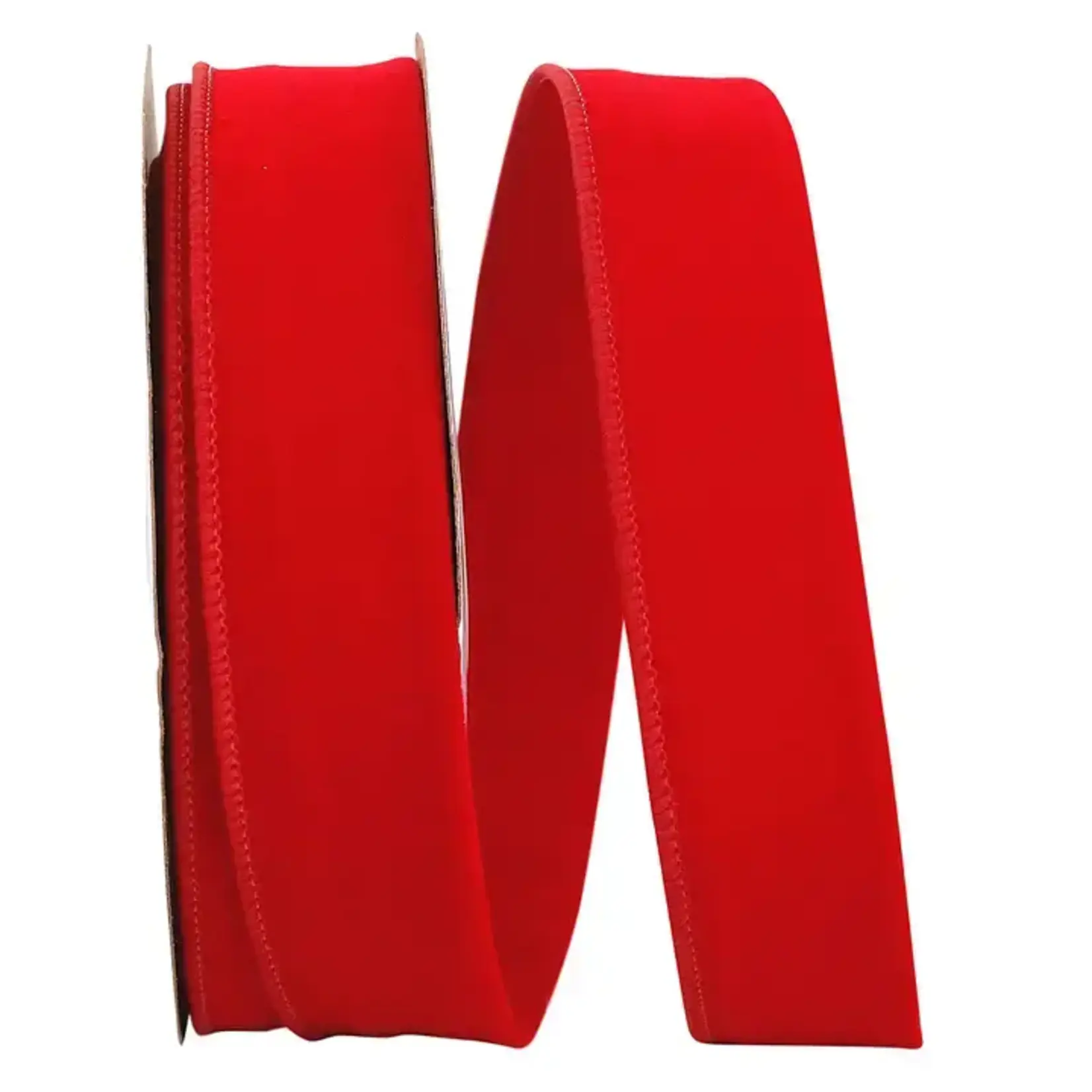 Reliant Ribbon Old Tyme Velvet Tube Heavy Wired Edge-Red