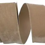 Reliant Ribbon Regal Velvet Plush Wired Edge, Taupe 2.5" x 10yds,