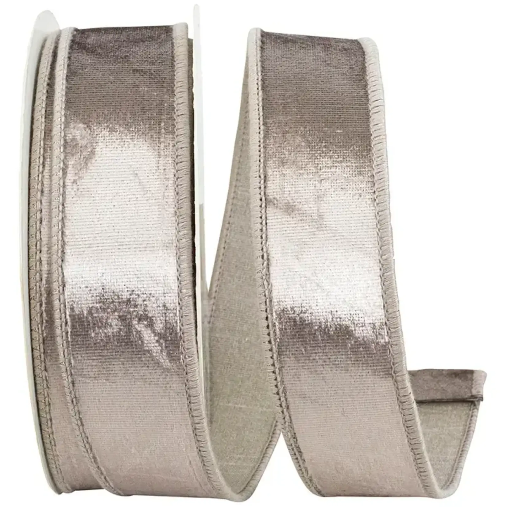 Reliant Ribbon Designer Plush Velvet Elite Wired Edge Platinum 1.5"x10 yds.