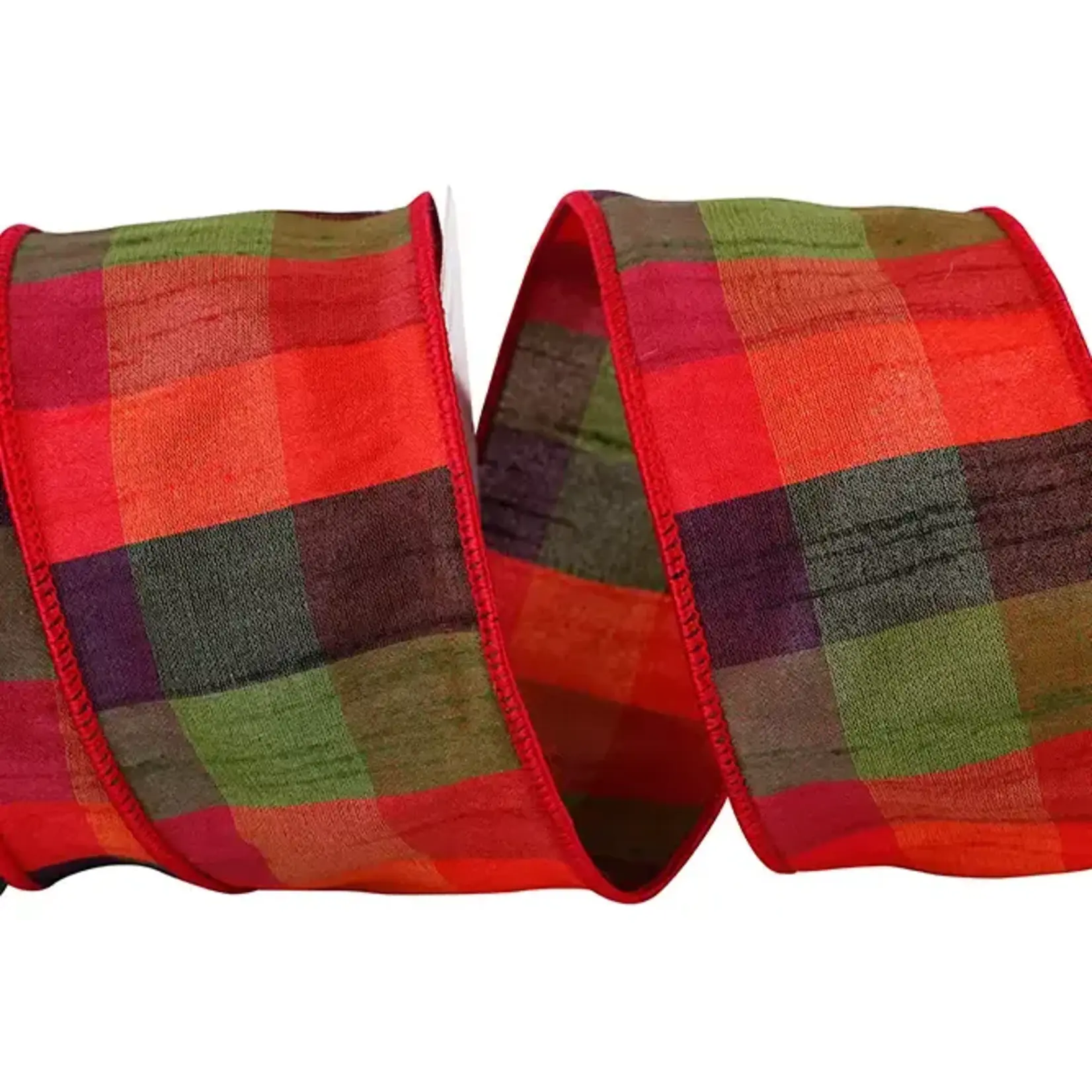 Reliant Ribbon Tierra Rojo Dupioni Wired Edge Sunset 2.5" x 10 yards