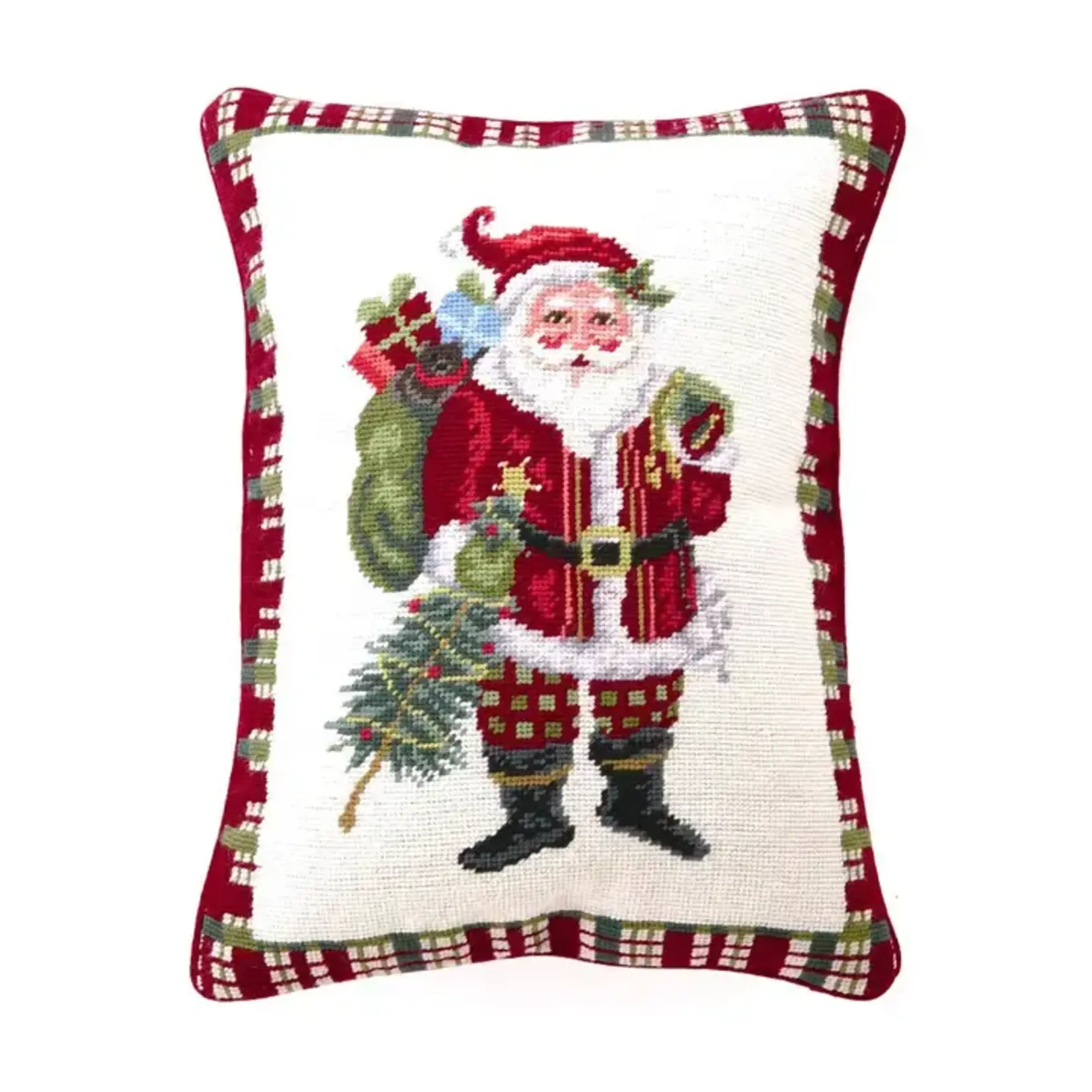 Peking Handicraft Christmas At North Pole Santa Needlelpoint Pillow