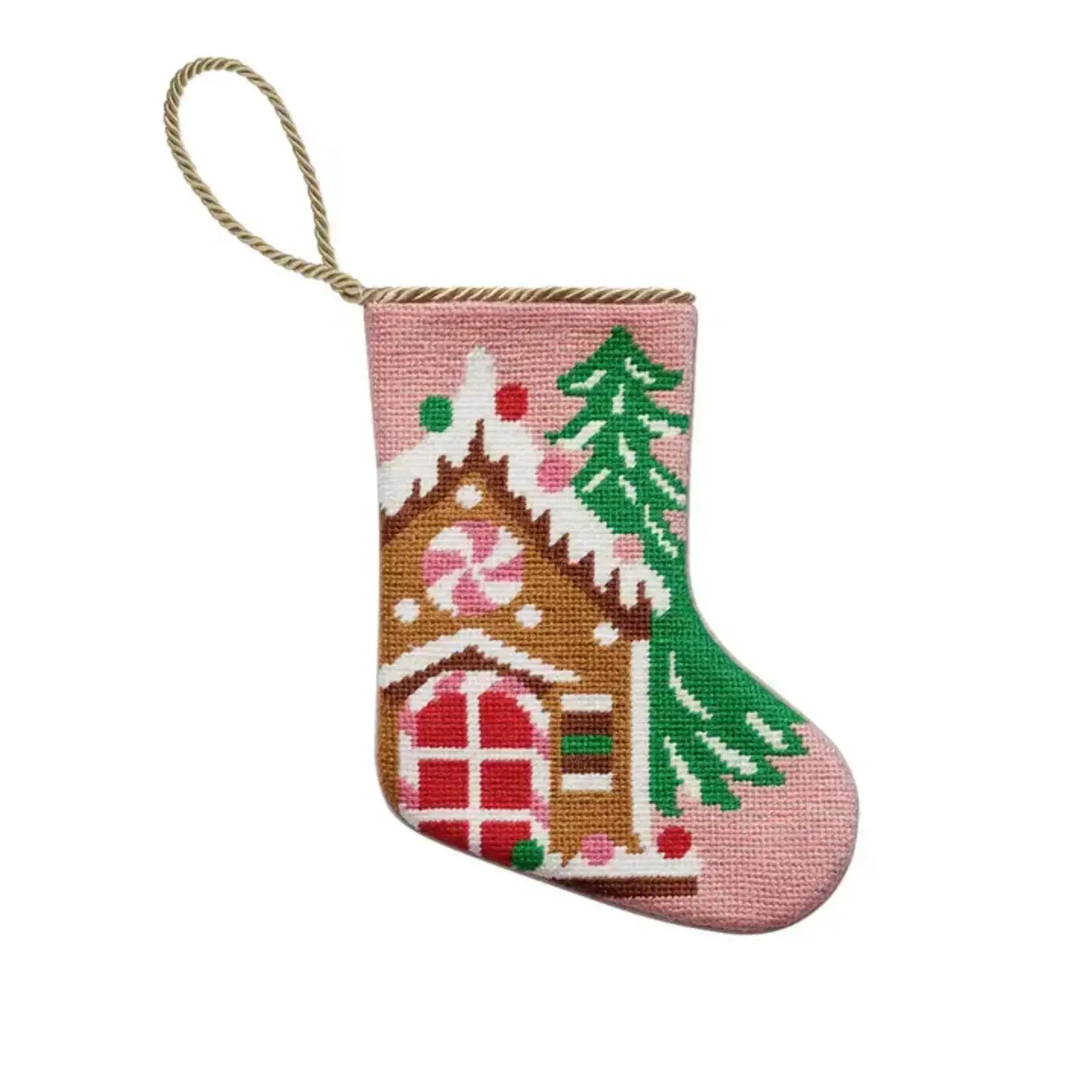Peking Handicraft Gingerbread House Embroidered Mini Stocking 6"