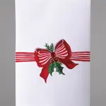 Peking Handicraft Red and White Ribbon Kitchen Towel - Christmas Bow