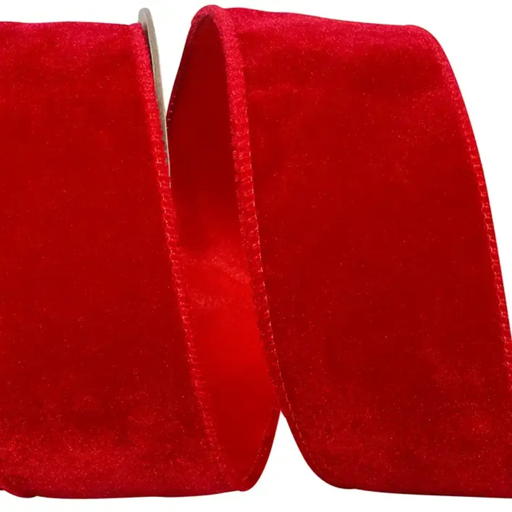 Reliant Ribbon Regal Velvet Plush Wired Edge, Red 2.5" x 10yds,