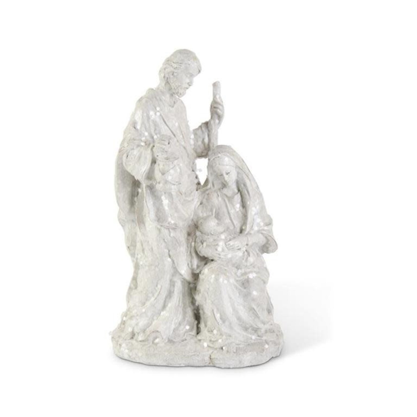 K & K Interiors 11.5" White Glitter Nativity