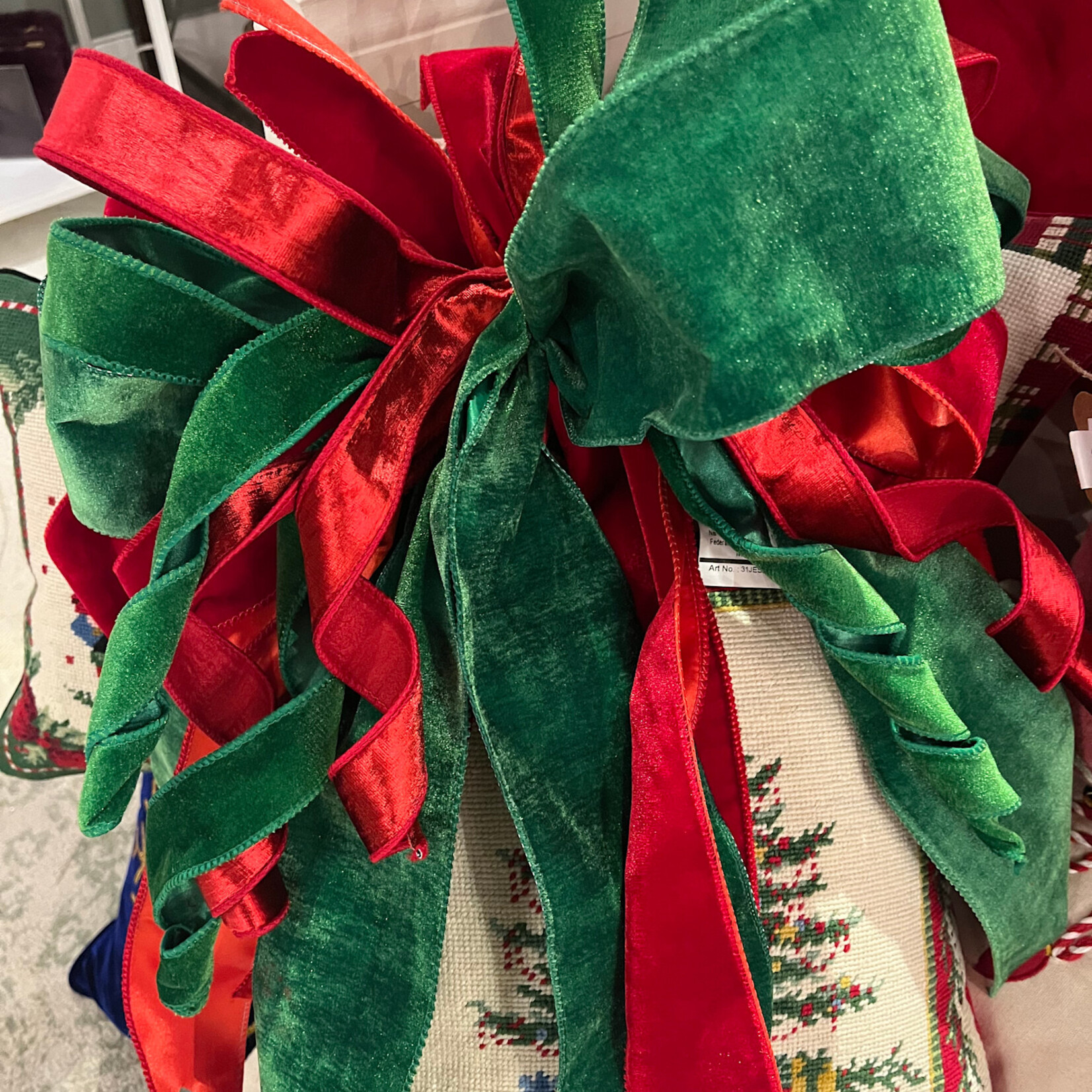 Red and Green Velvet Bow