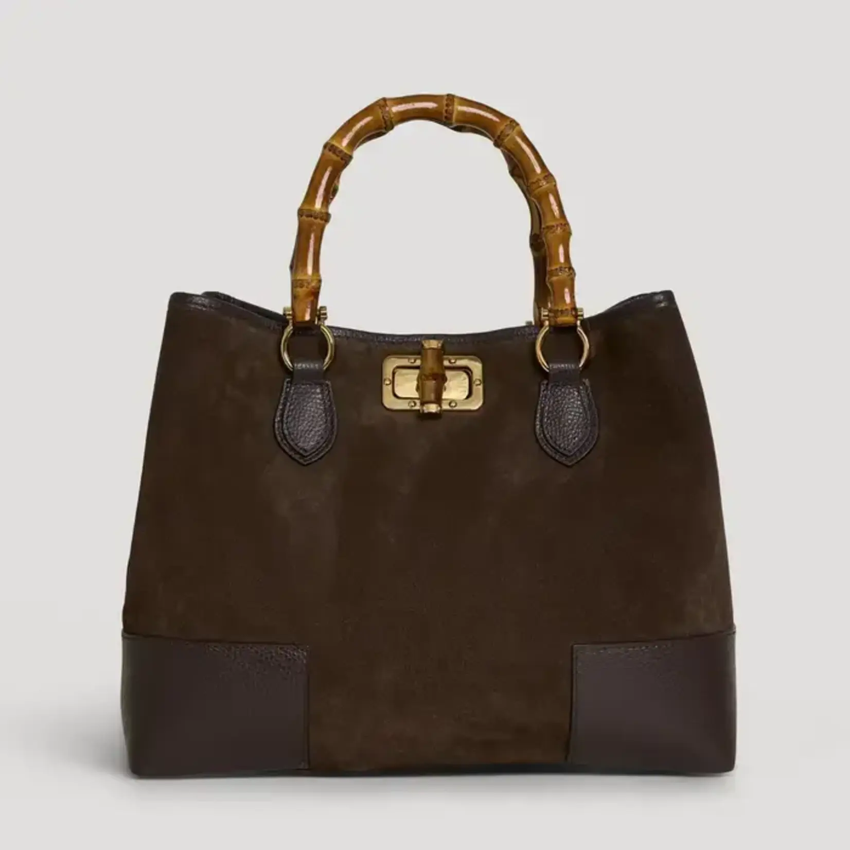 VoeMein Grace Bag in Dark bRown Suede and Togo Leather