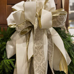 Ivory Velvet/ Gold Filgree Glitter Velvet Bow