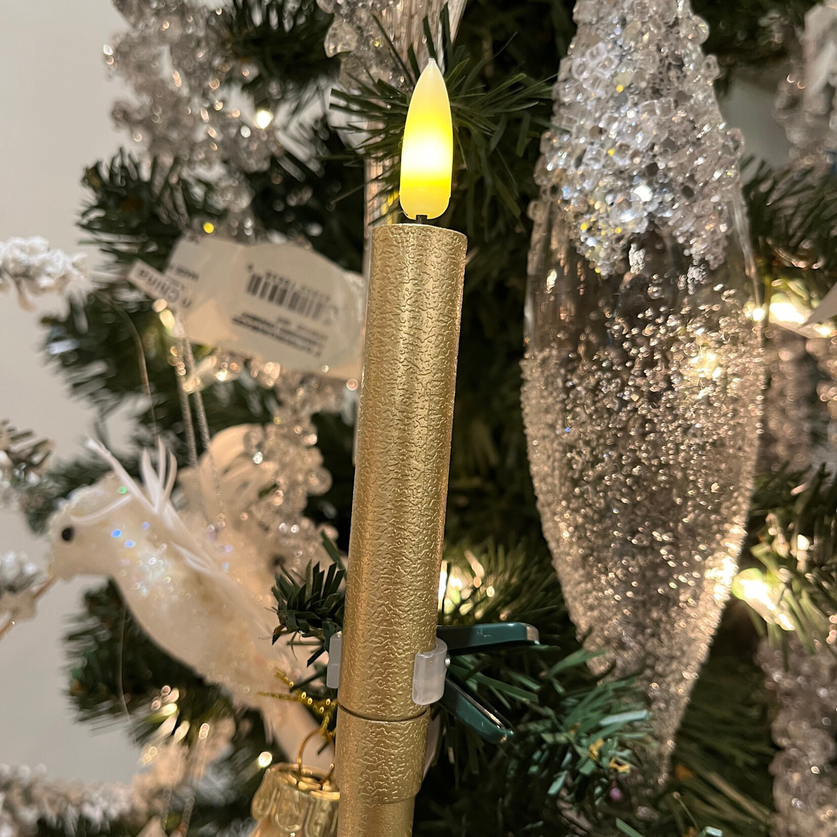 K&K Set of 6, 5" Gold Glittered LED Tree Clip - Remote included