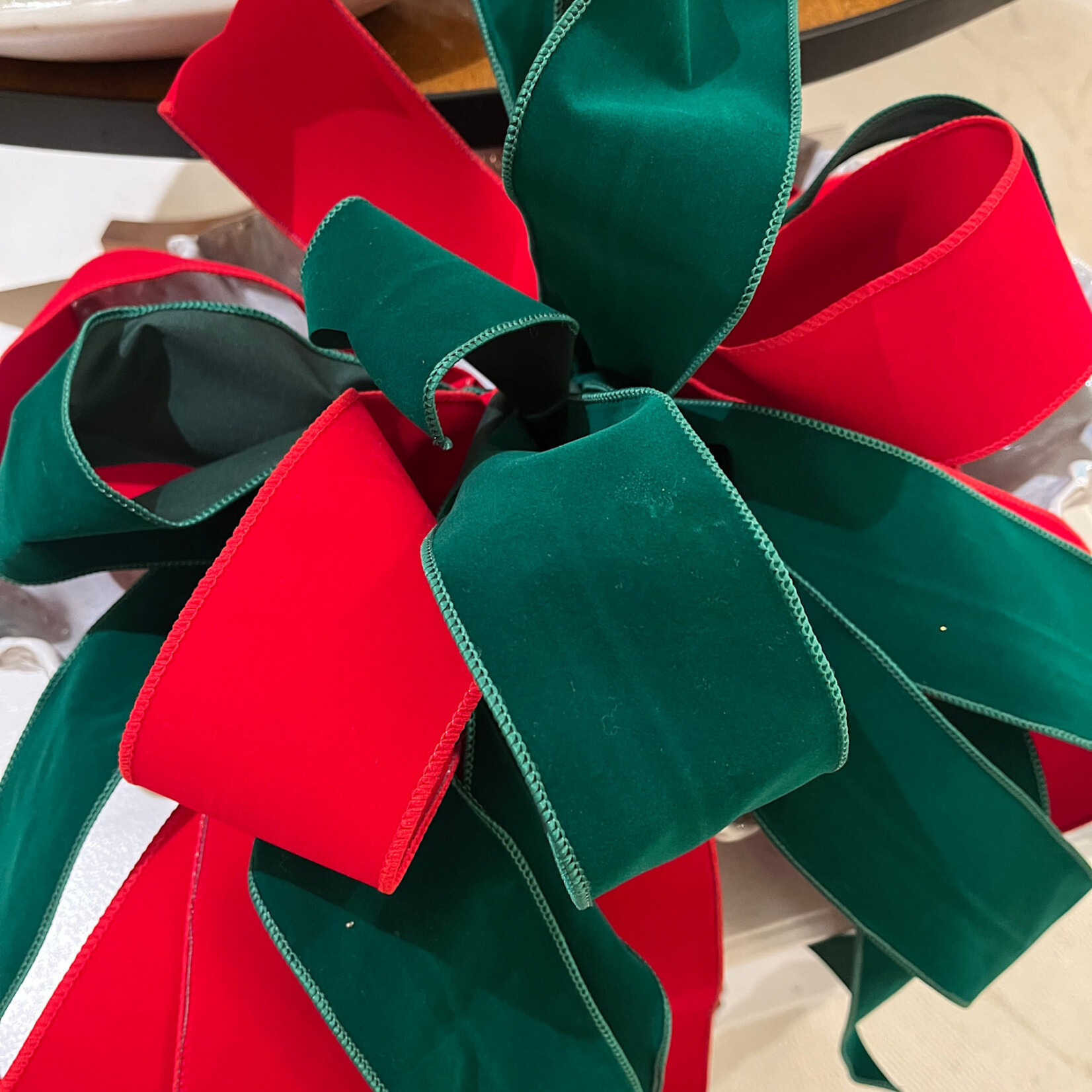 Red and Green Velvet Bow