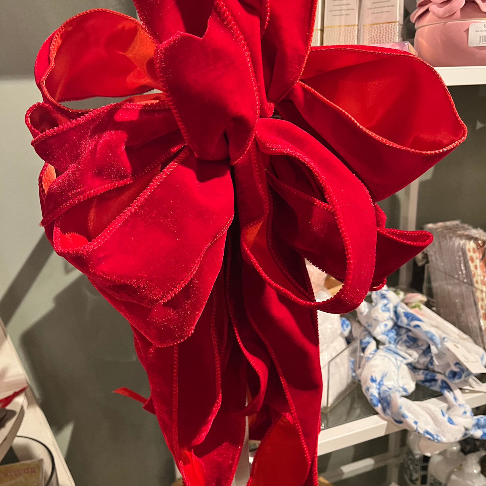 Plush Red Velvet Bow with Satin Back