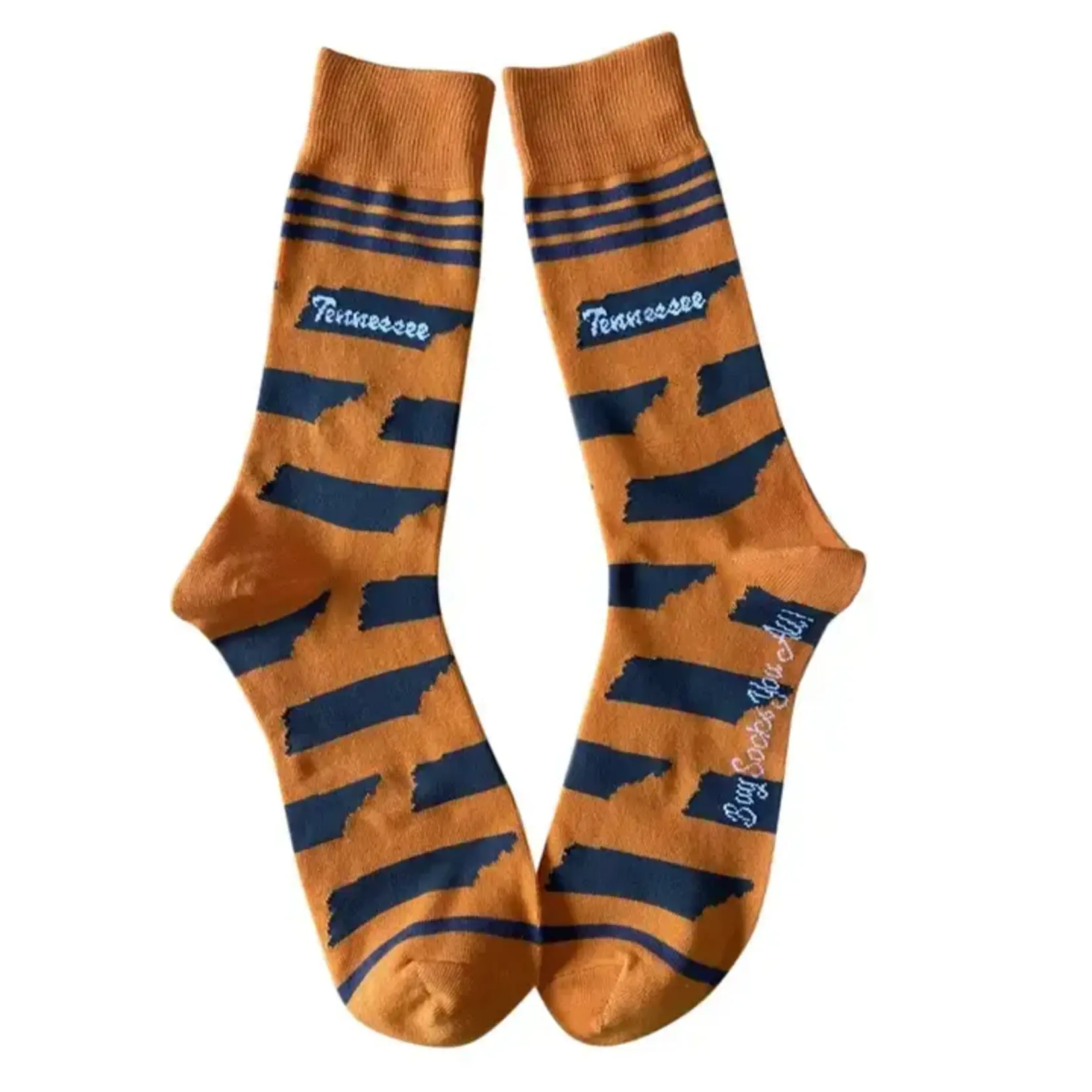 Buy Socks You All Tennessee Shapes in Orange and Gray - Men's Socks