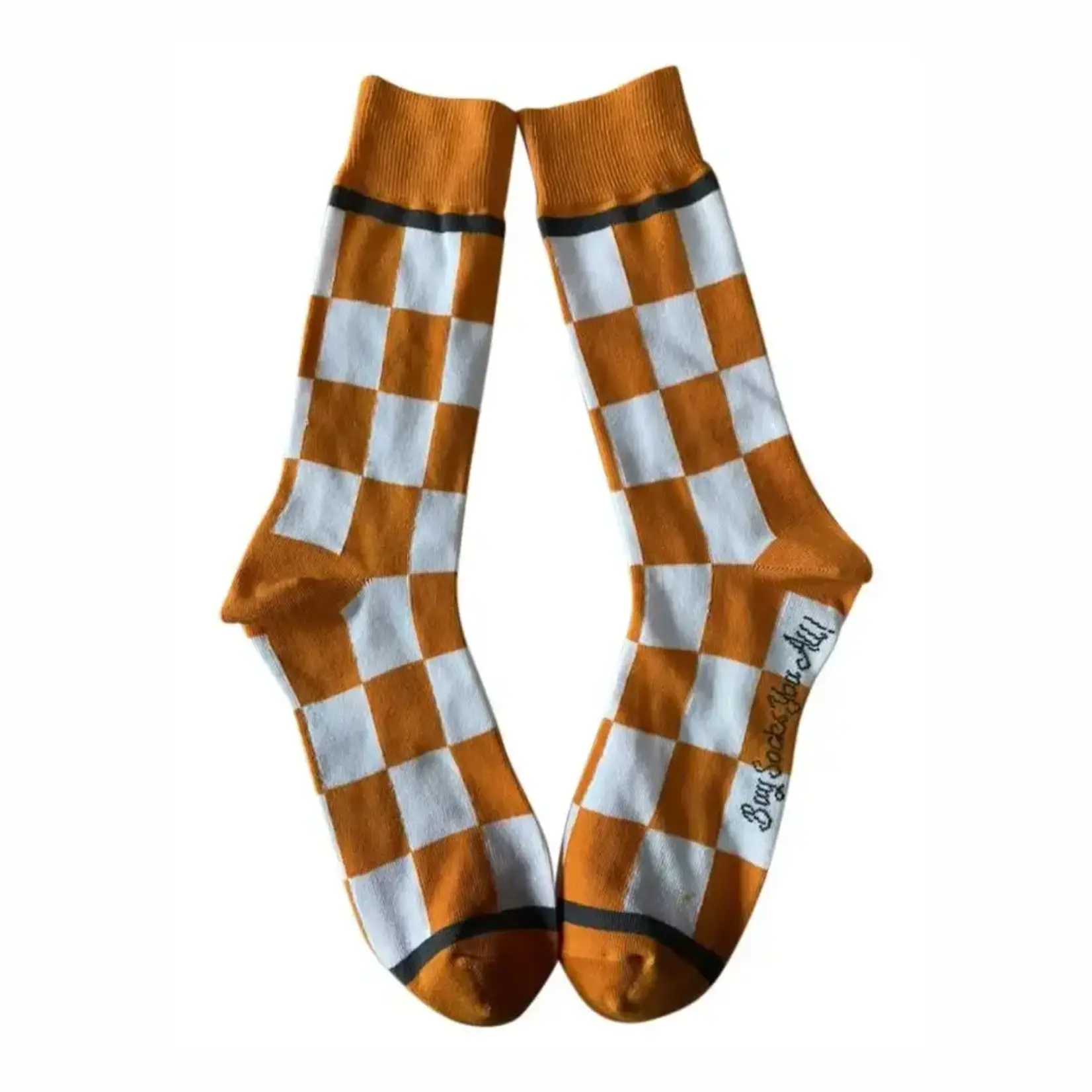 Buy Socks You All Tennessee Checkerboard in Orange and White Men's Socks
