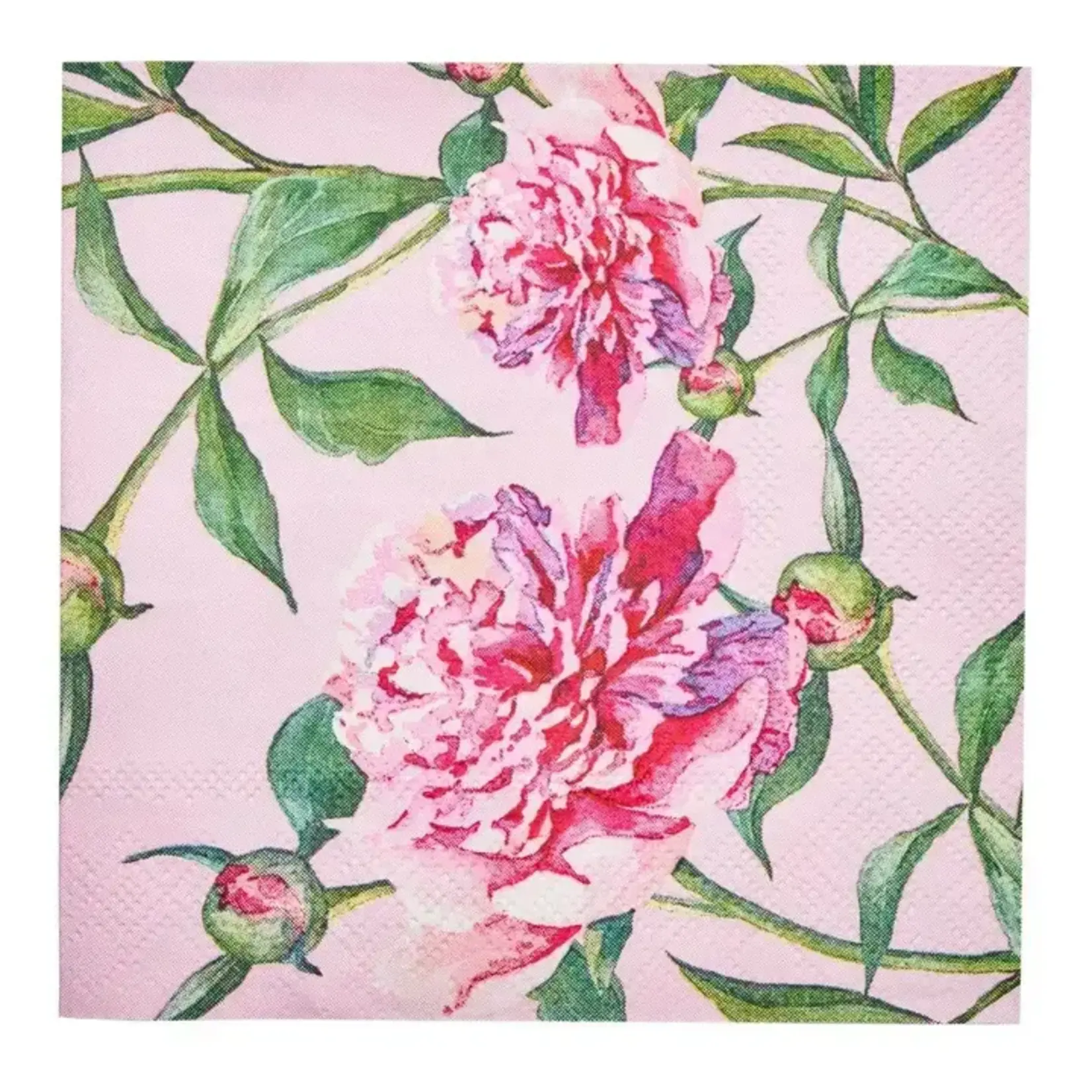 Sophistiplate Peonies Cocktail Napkin Pink