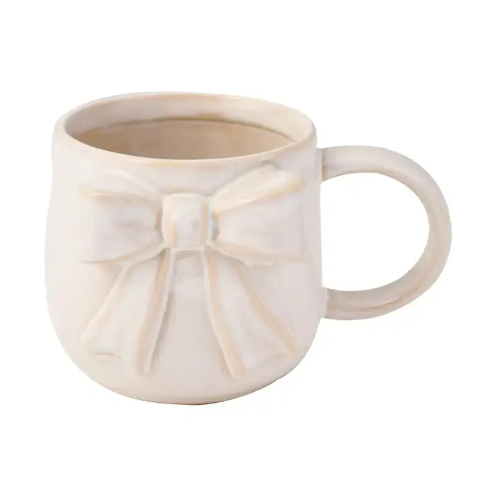 Sophistiplate Ceramic White Bow Side Mug 16 oz.