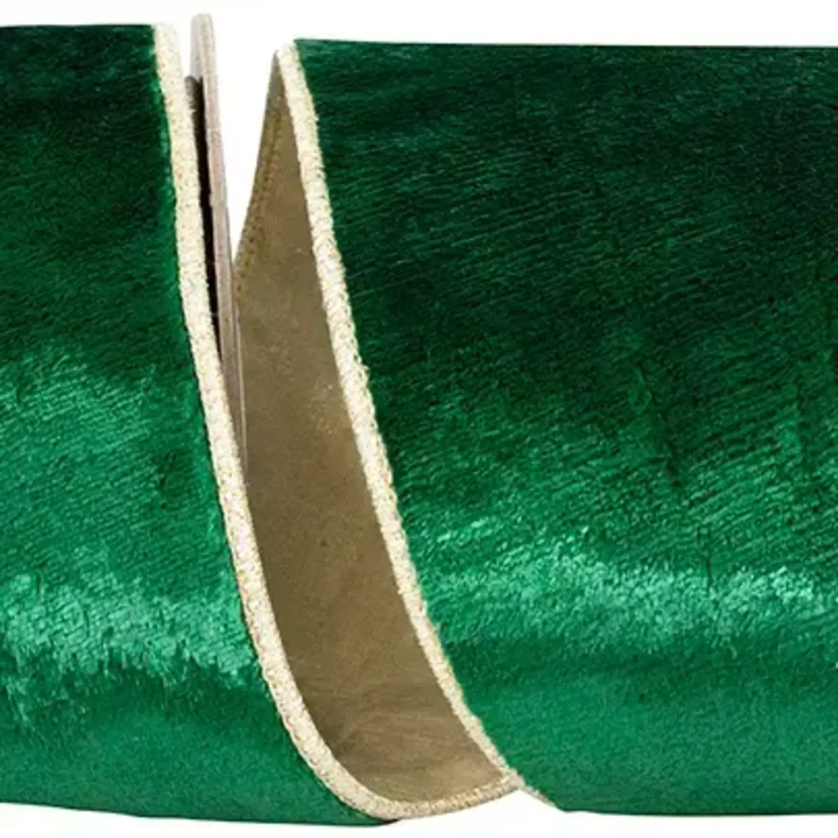 Holiday Green Velvet Plush Wired Ribbon 2.5" x 10"