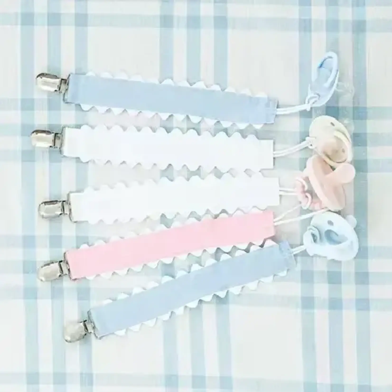 Zsa Zsa and Lolli Pacifer Clip, Monogramable, White