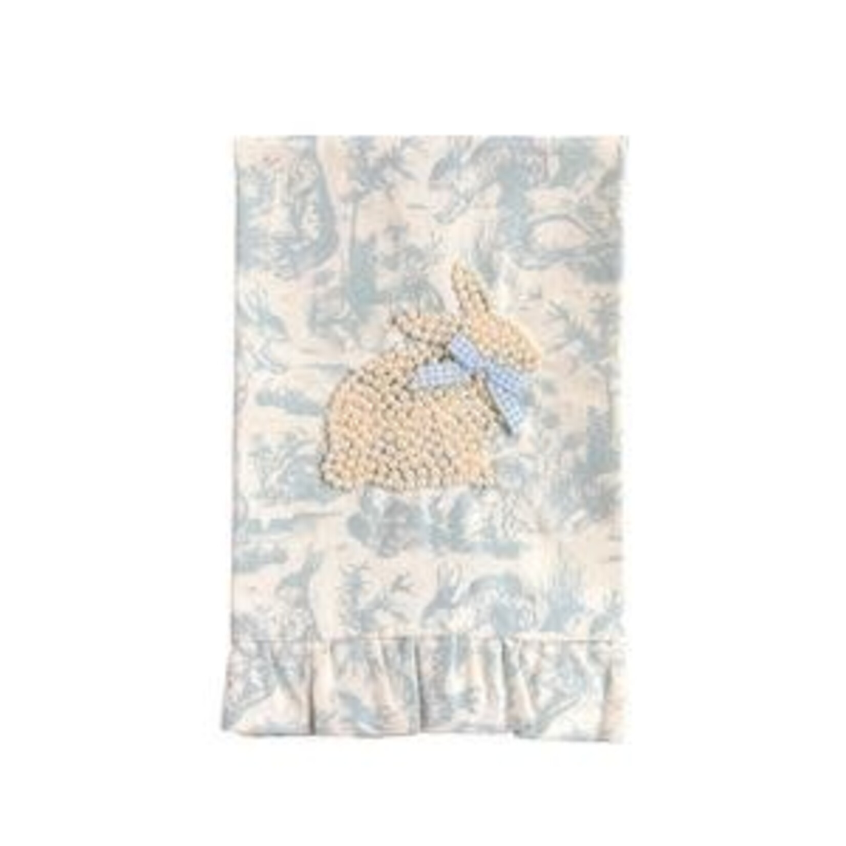 Mud Pie Blue Toile Bunny Pearl Towels