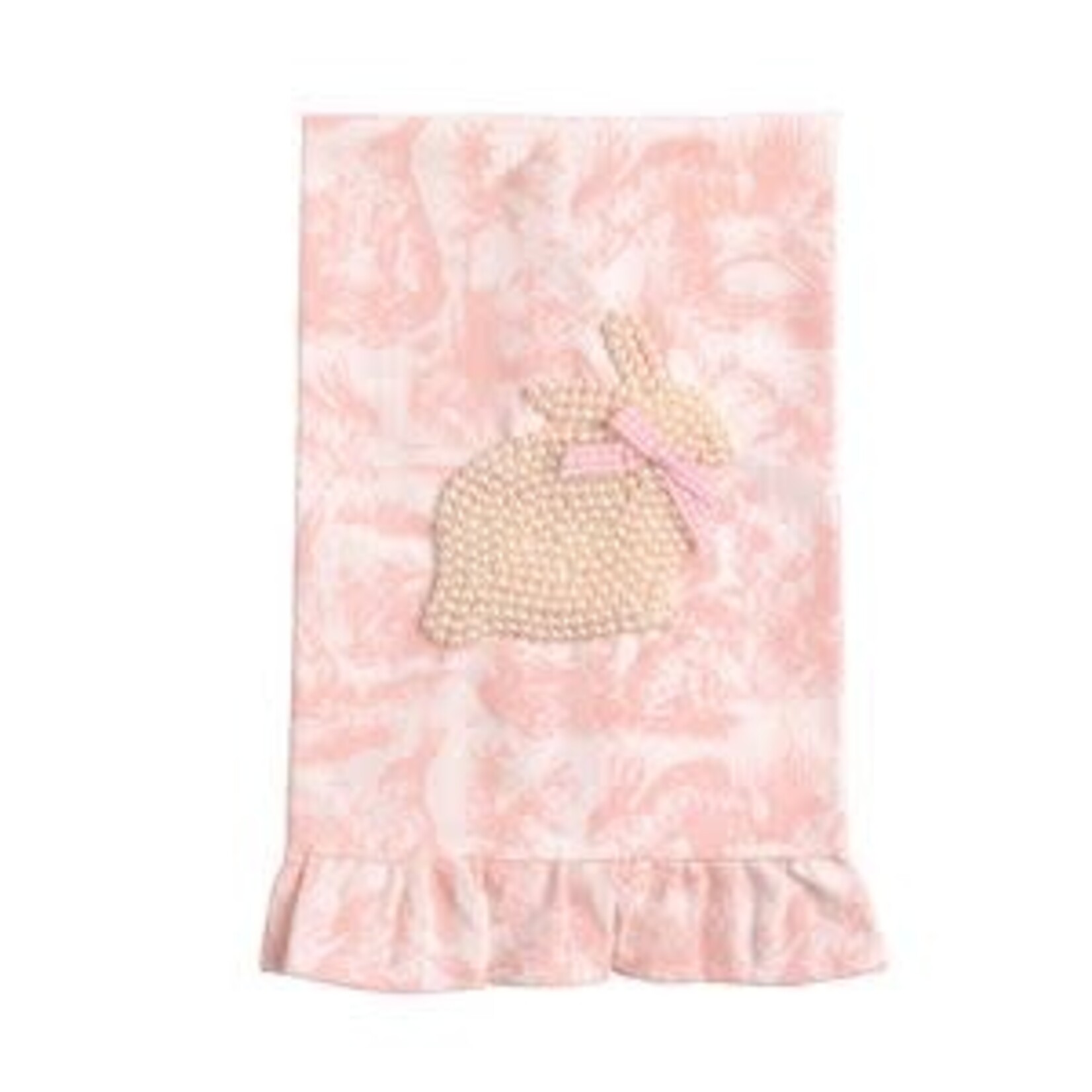 Mud Pie Pink Toile Bunny Pearl Towel