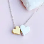 Two Happy Hearts Necklace Anniversary, SS and Pendant is SS with a Heavy 24K Gold  Filled 18"