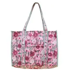 Fuchsia Bouquet Quilted Block Printed Tote
