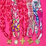 Pink Scarf Necklace with Gold Cross with Rhinestones