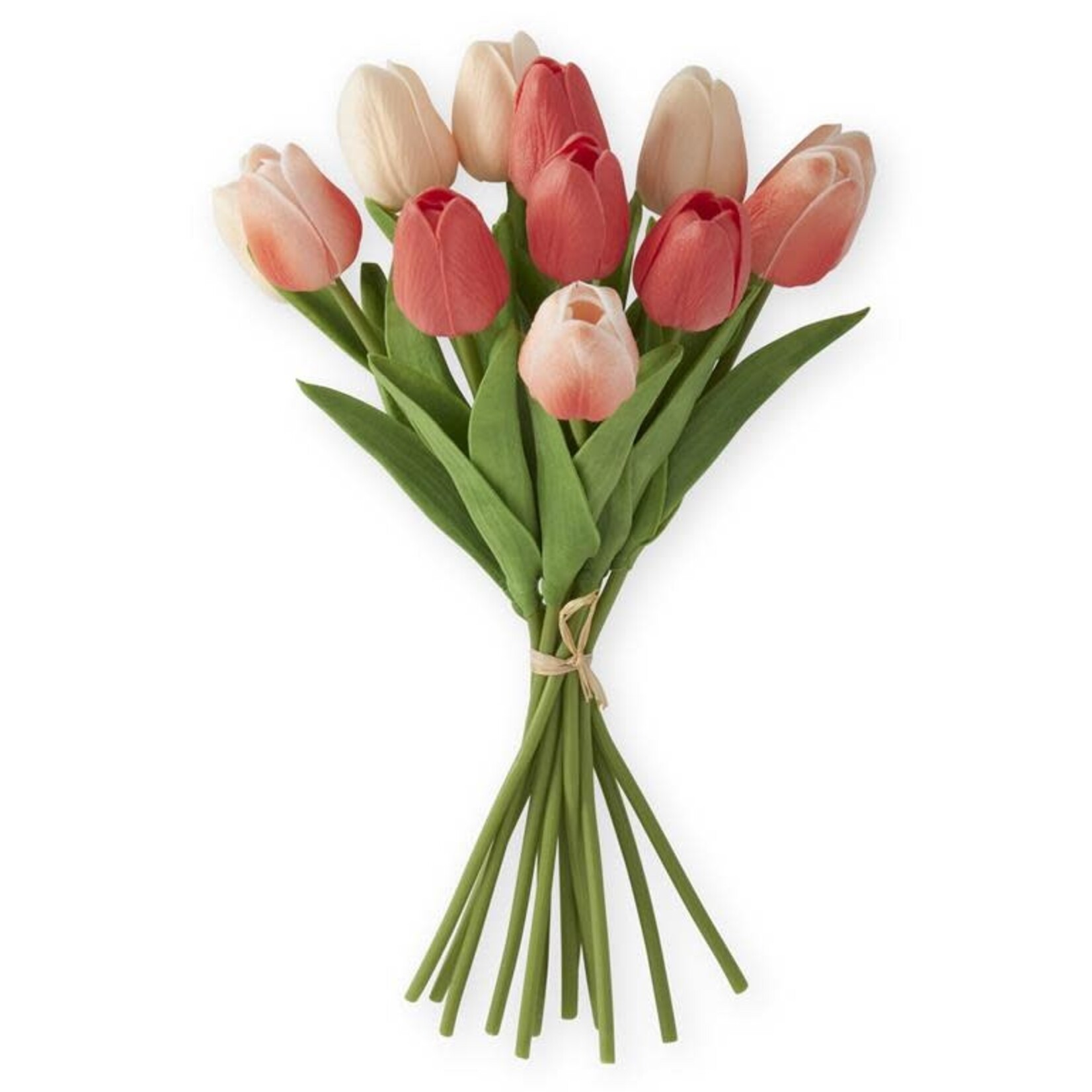 K&K Interiors 13 inch Coral & Peack Real Touch Mini Tulip Bundle