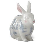 K&K Interiors 9.75" White Dolomite Bunny w/Blue Accents