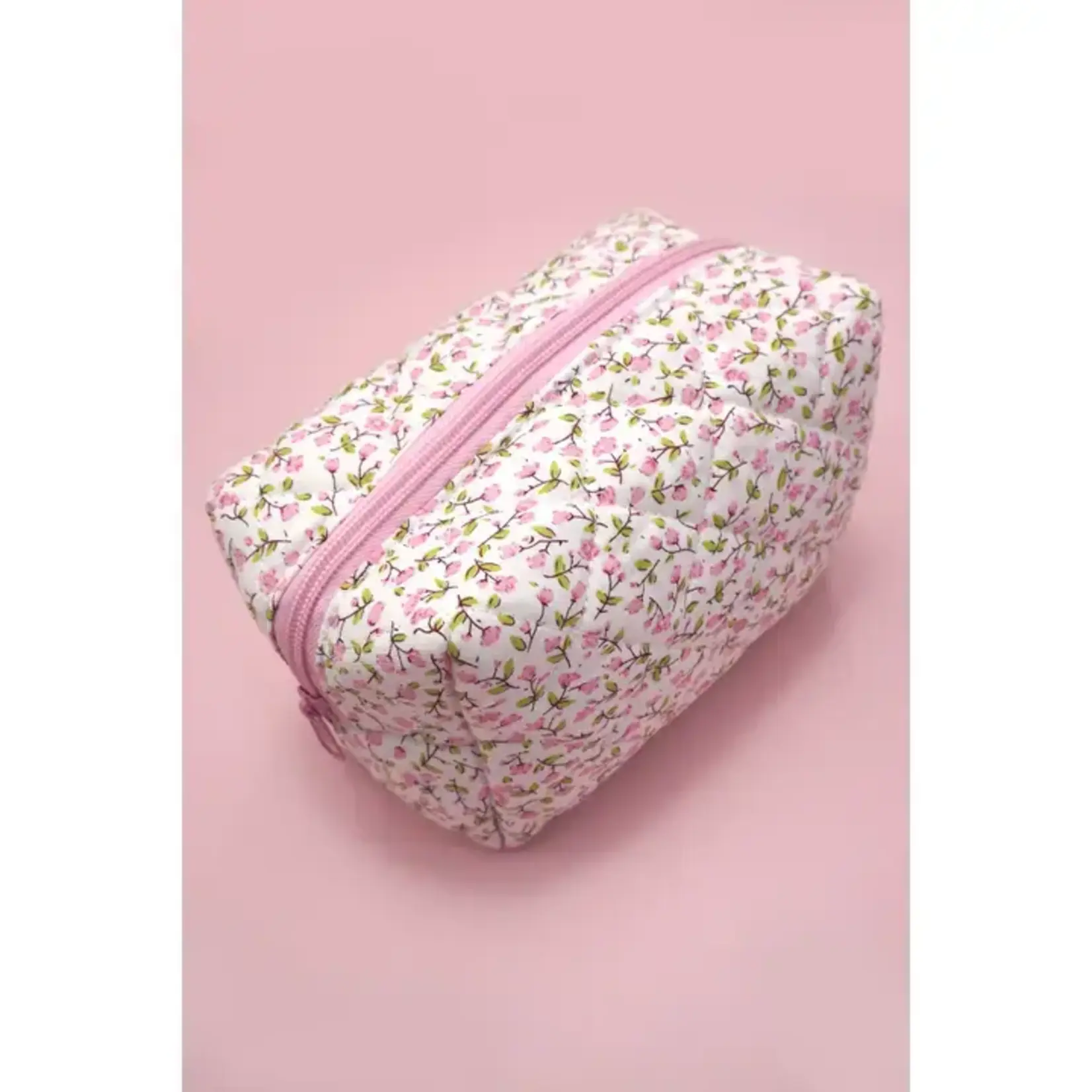 Floral Quilted Cotton Cosmetic Pouch