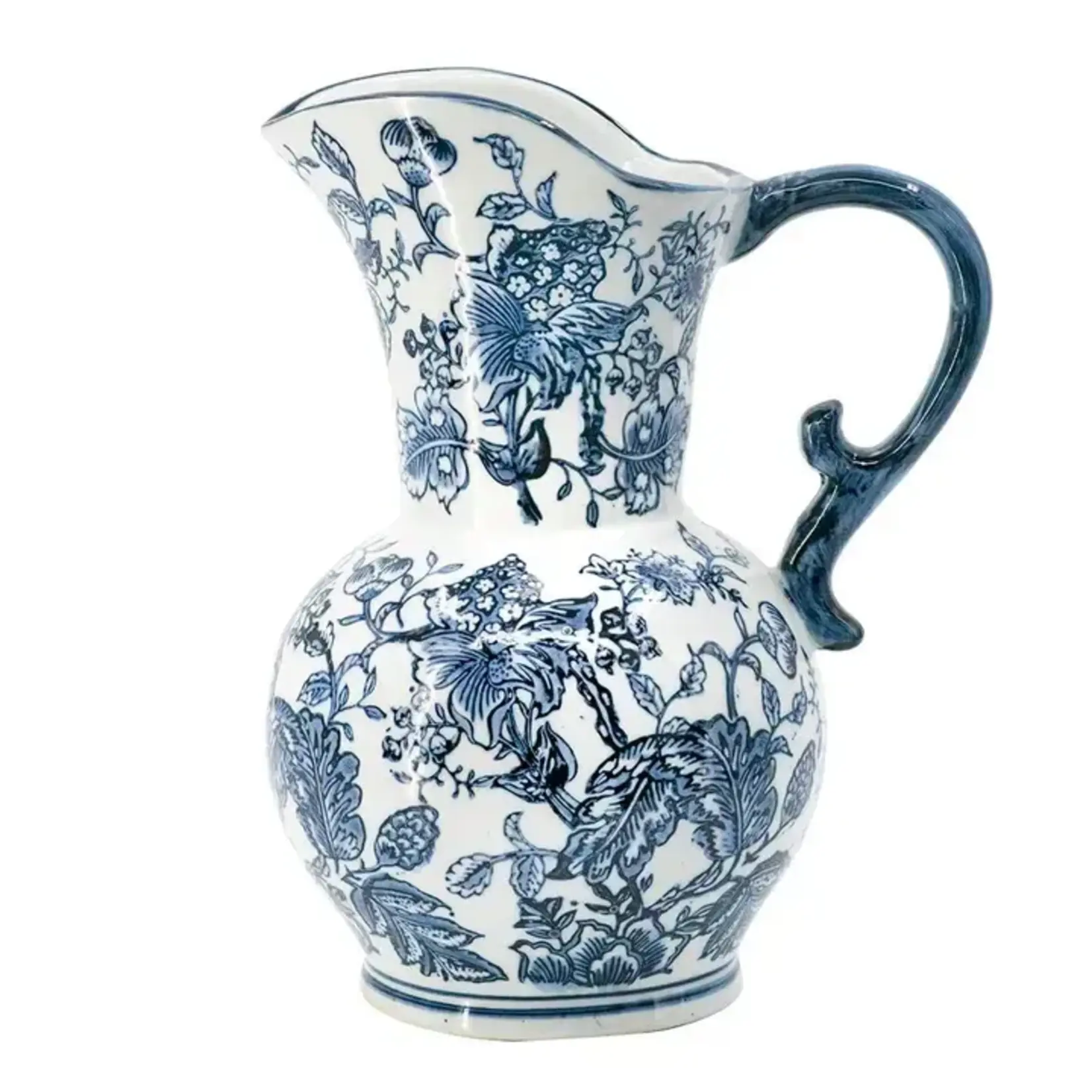 Blue and White Floral Jar/Vase  12" Tall (not for food use)