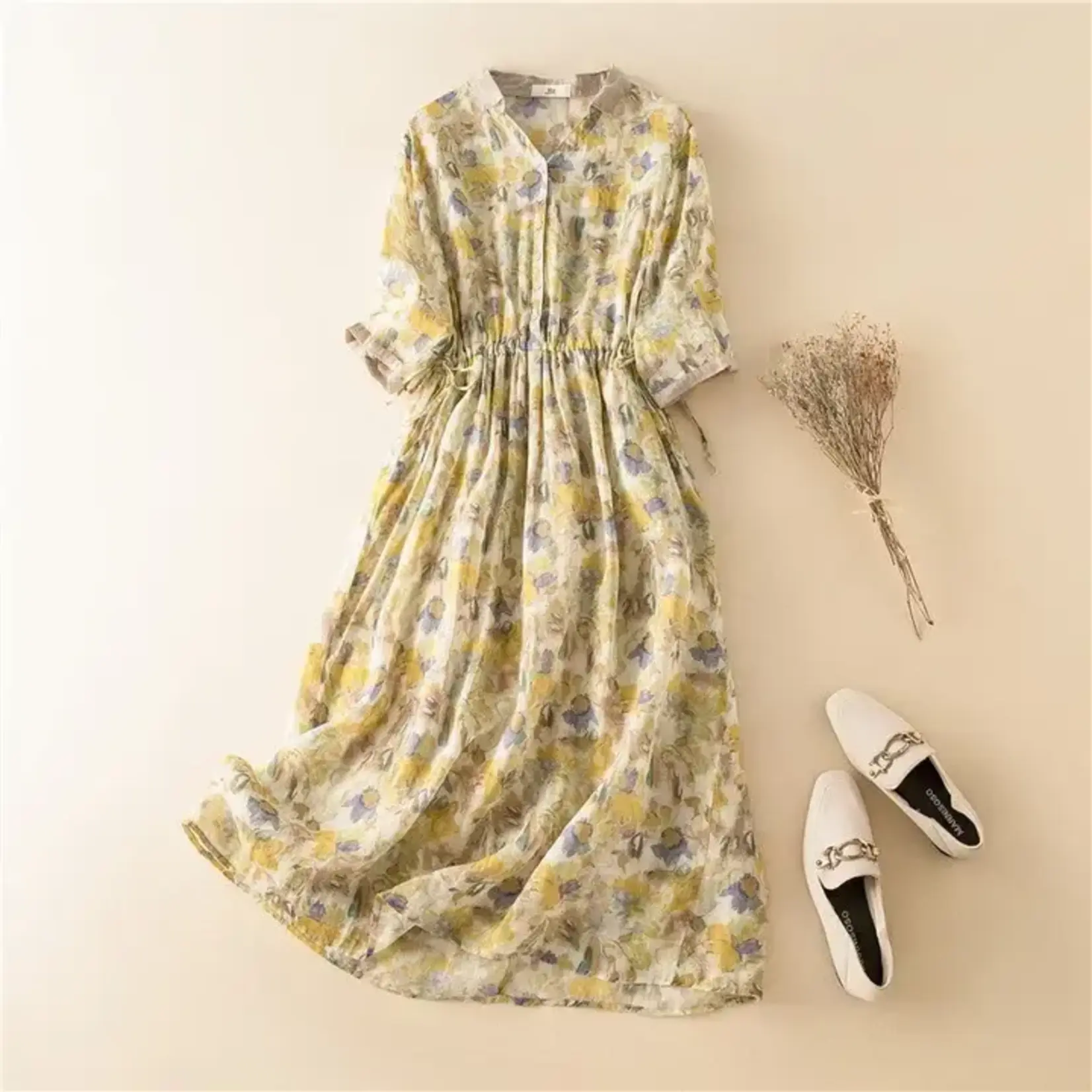 Florall Print V-Neck Maxi Dress