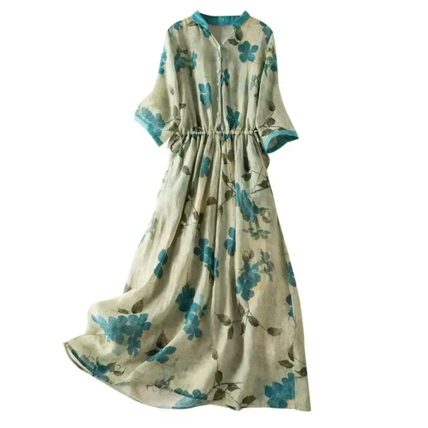 Florall Print V-Neck Maxi Dress