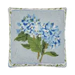 Peking Handicraft Blue Hydrangea Hook PIllow 18" Square