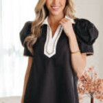 Black Ricrac Trim Blouse