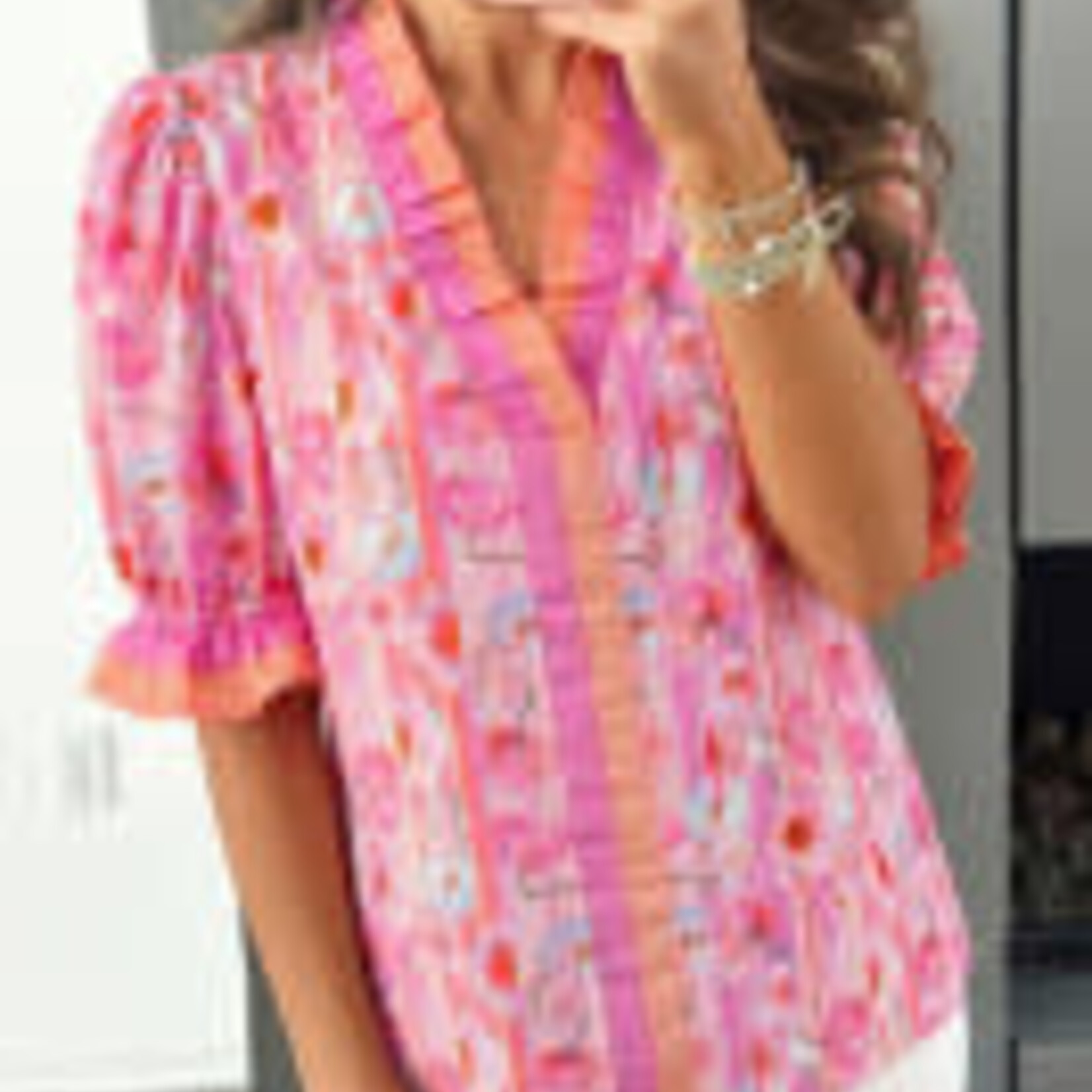 Pink Poppy Flower Blouse