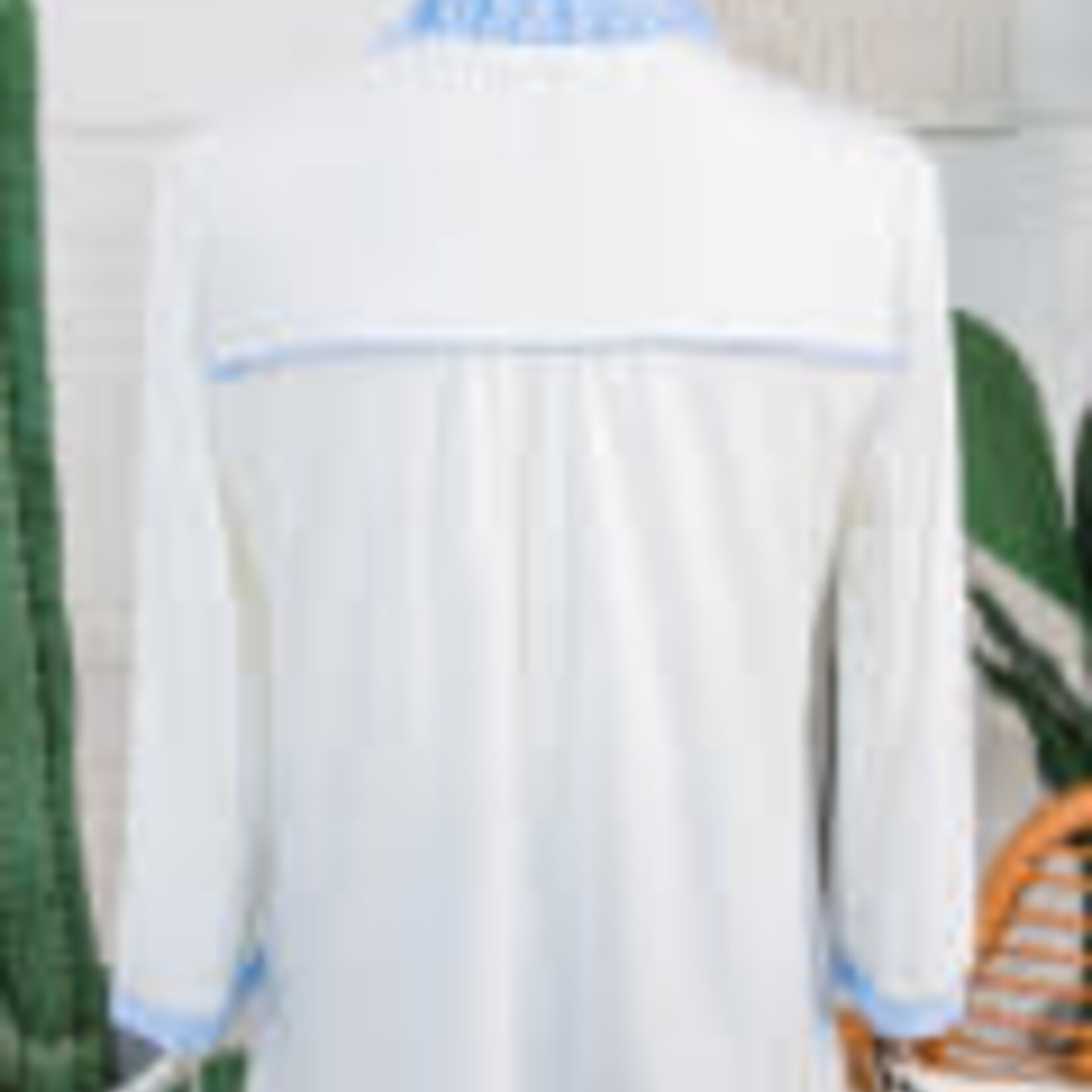 White Striped Patchwork V Neck 3/4 Sleeve Blouse