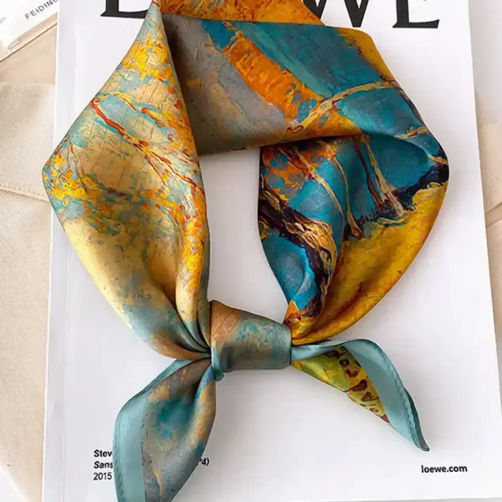 Steel Blue and Gold Scarf