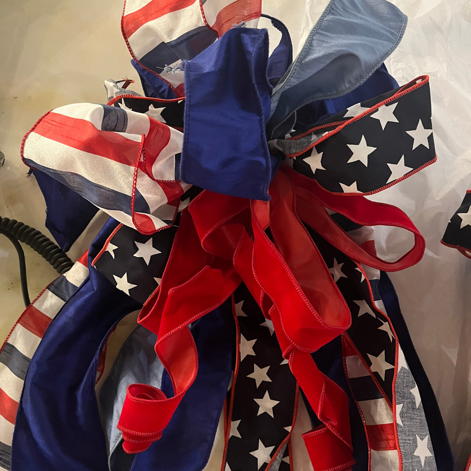 Patriotic Bow, no Glitter, Star Ribbon