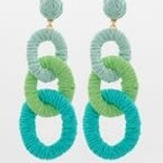 Golden Stella Turqoise, Green, Light Blue Earrings