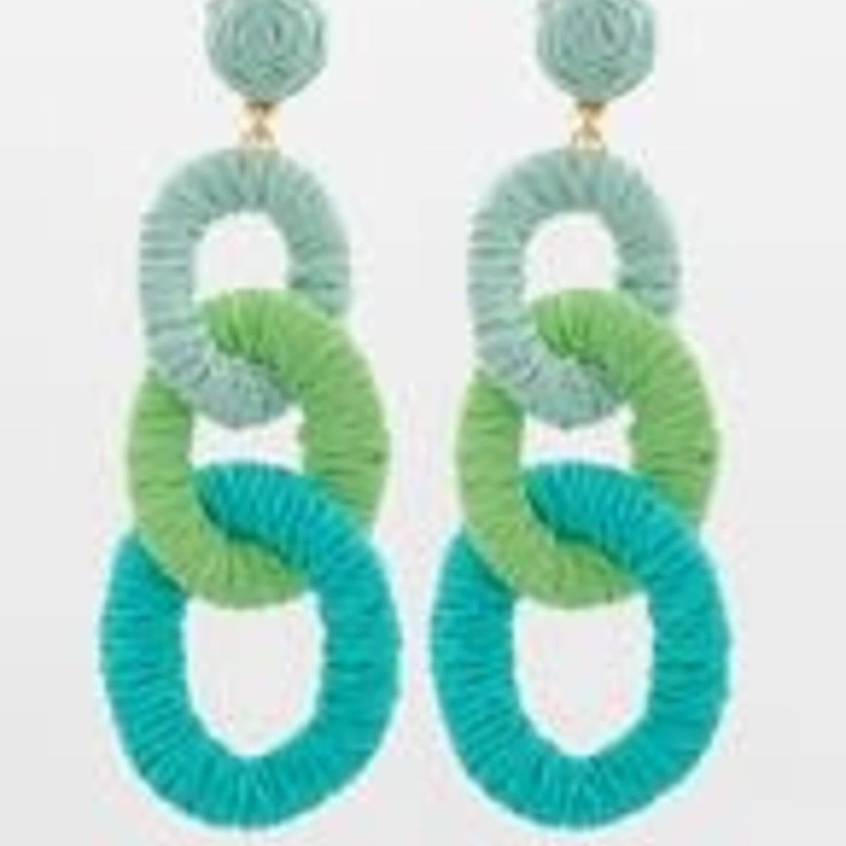 Golden Stella Turqoise, Green, Light Blue Earrings
